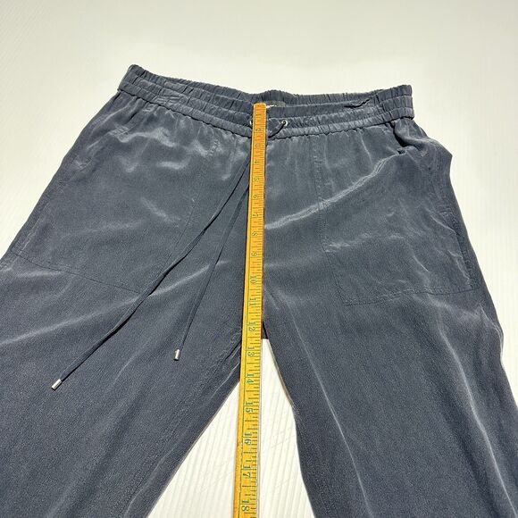 Theory Cortland 100% Silk Jogger Pants Womens Size 8 Washed Black Pull On - Picture 7 of 8